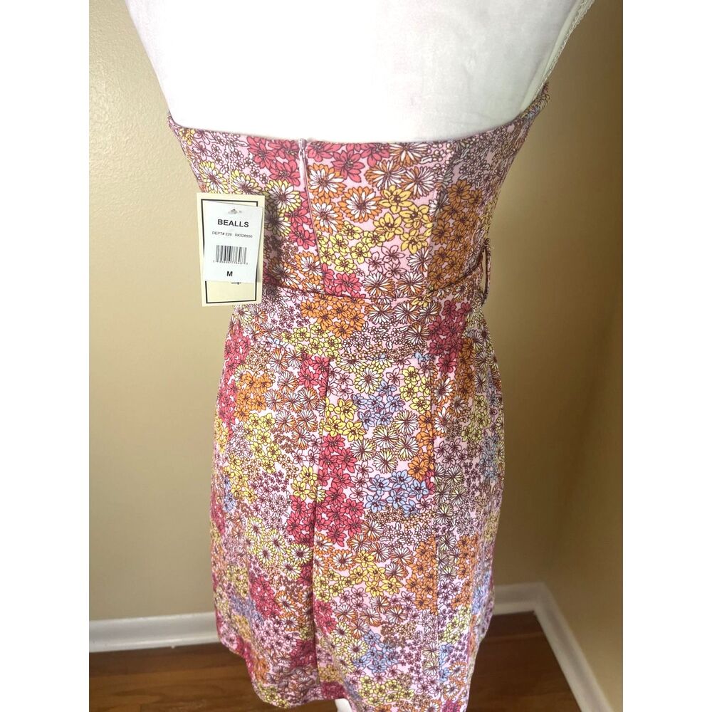 Strapless Pink Floral Belted Mini Dress NWT M Cottagecore Garden Party Spring - Picture 8 of 16
